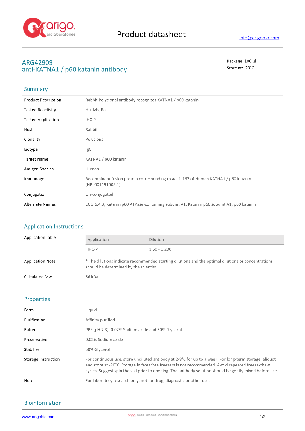 Anti-KATNA1 / P60 Katanin Antibody (ARG42909)