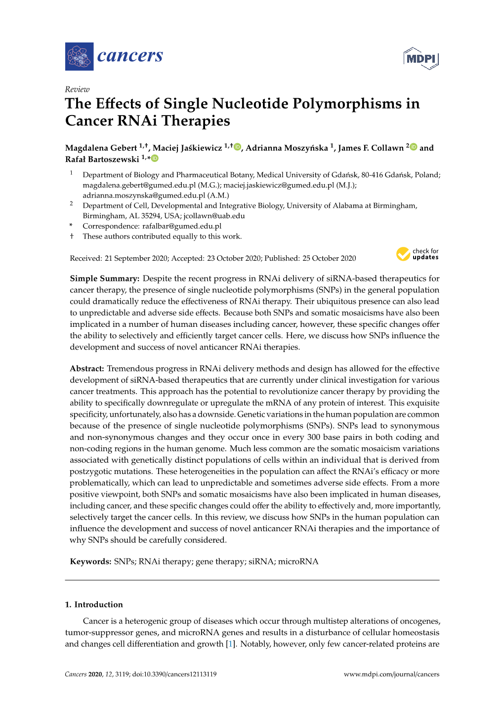 The Effects of Single Nucleotide Polymorphisms in Cancer Rnai