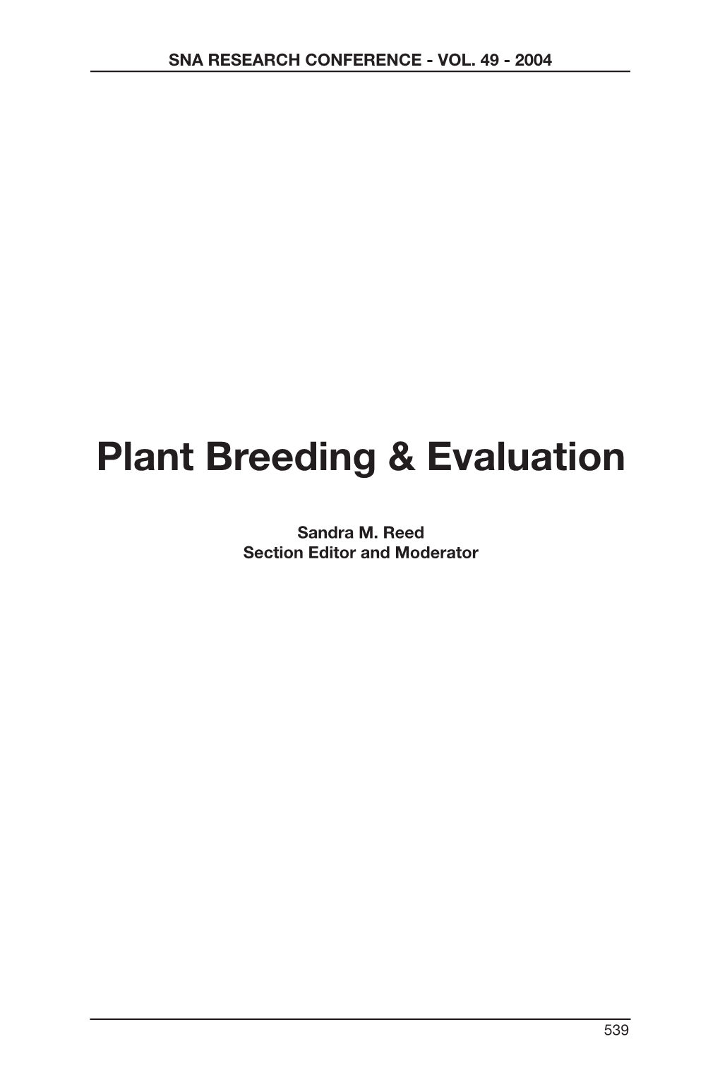 Plant Breeding & Evaluation