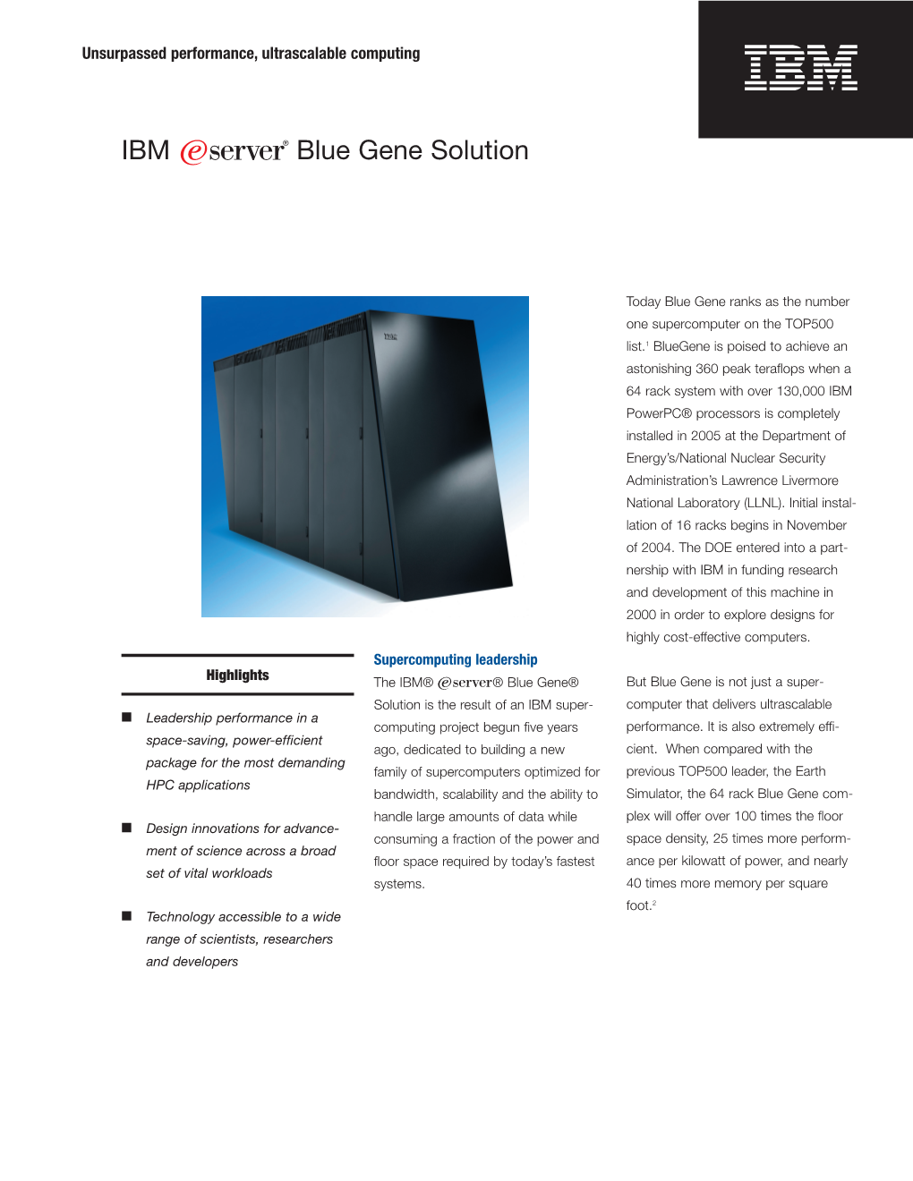 IBM Blue Gene Solution