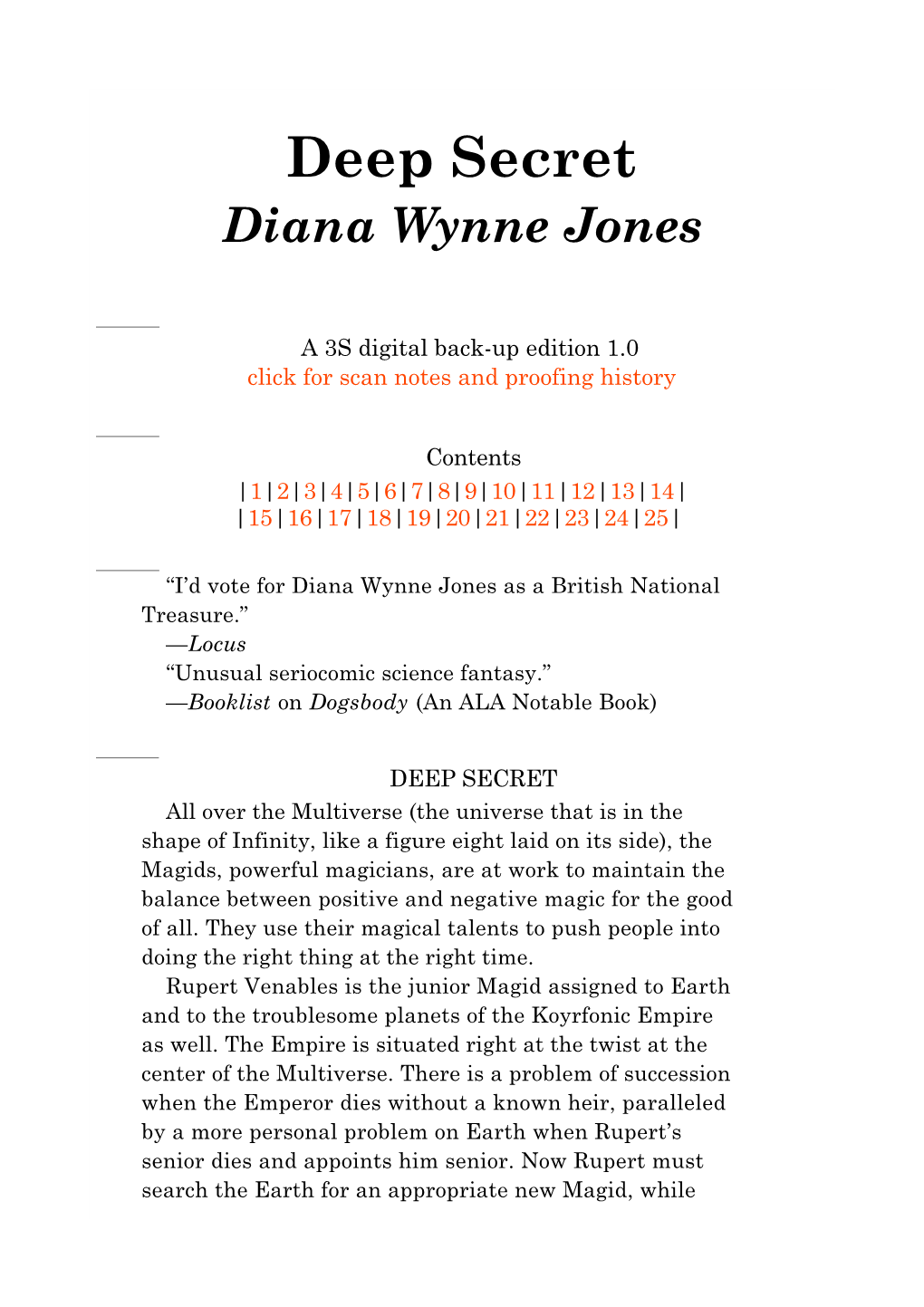 Deep Secret Diana Wynne Jones