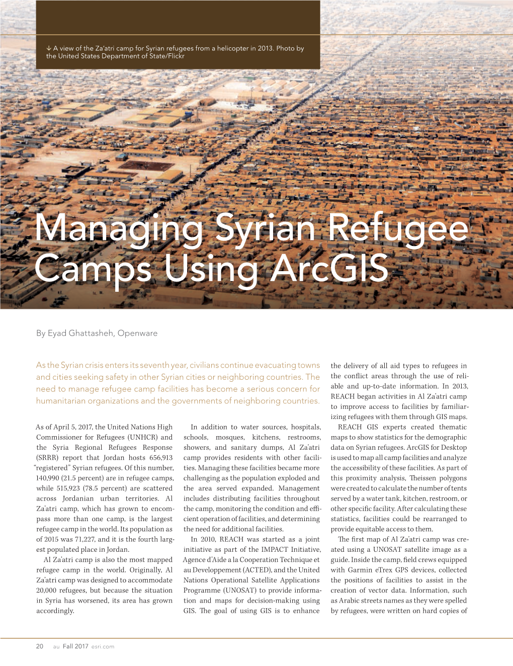 Managing Syrian Refugee Camps Using Arcgis