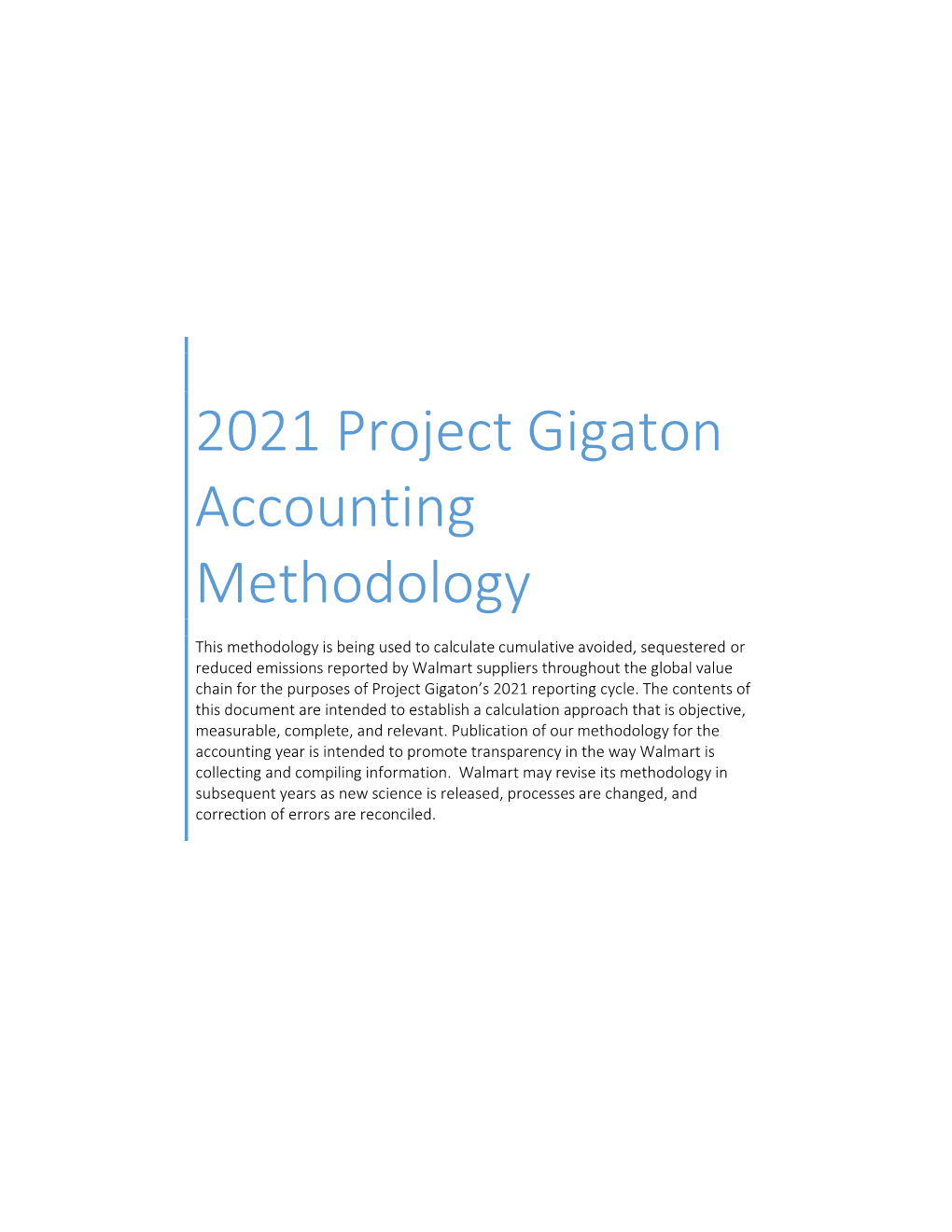 Project Gigaton Accounting Methodology