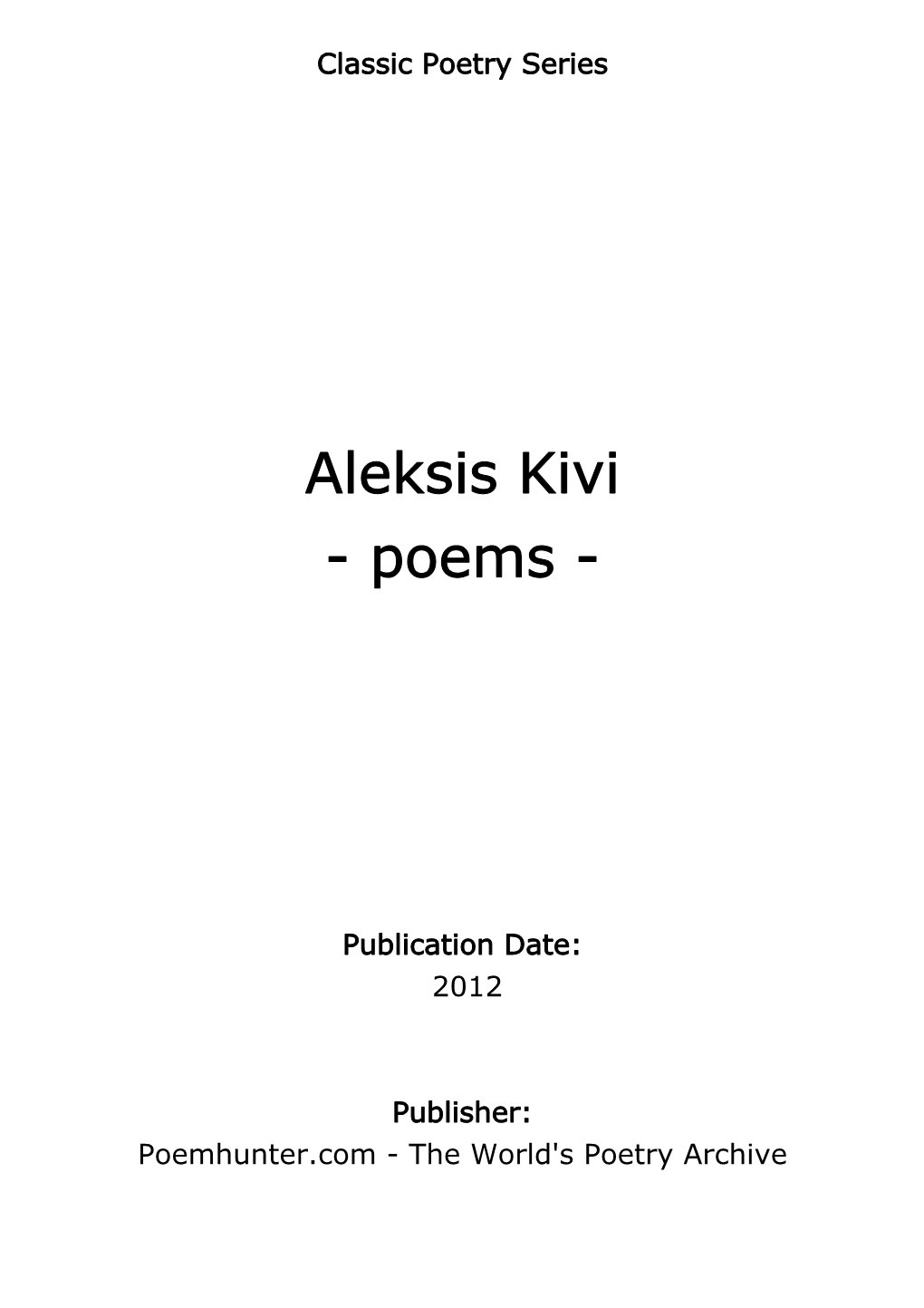 Aleksis Kivi - Poems