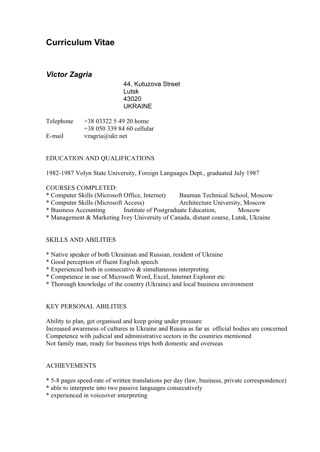 Curriculum Vitae s363