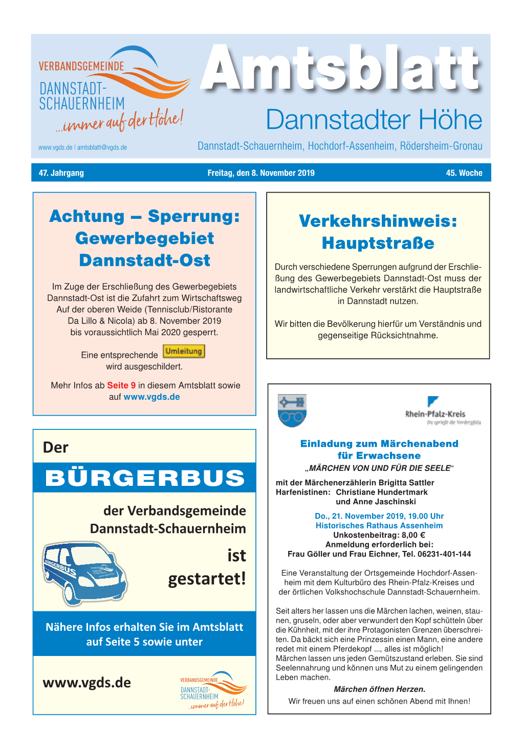 Amtsblatt Dannstadter Höhe | Amtsblatt@Vgds.De Dannstadt-Schauernheim, Hochdorf-Assenheim, Rödersheim-Gronau