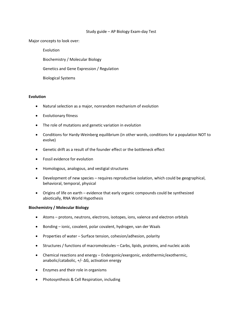 Study Guide AP Biology Exam-Day Test