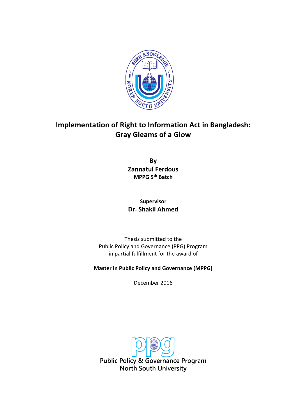 Implementation of Right to Information Act in Bangladesh: Gray Gleams of a Glow