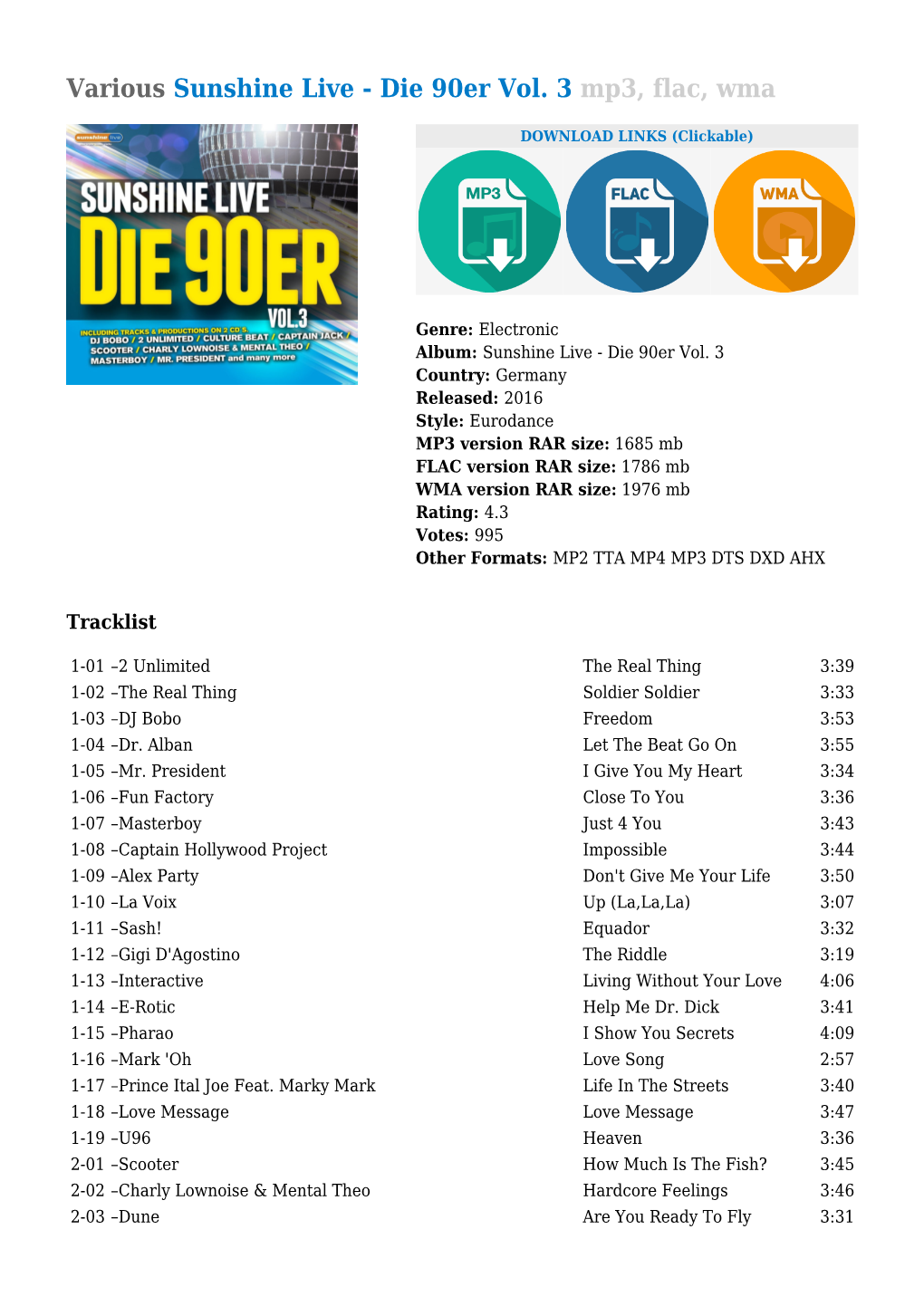 Various Sunshine Live - Die 90Er Vol