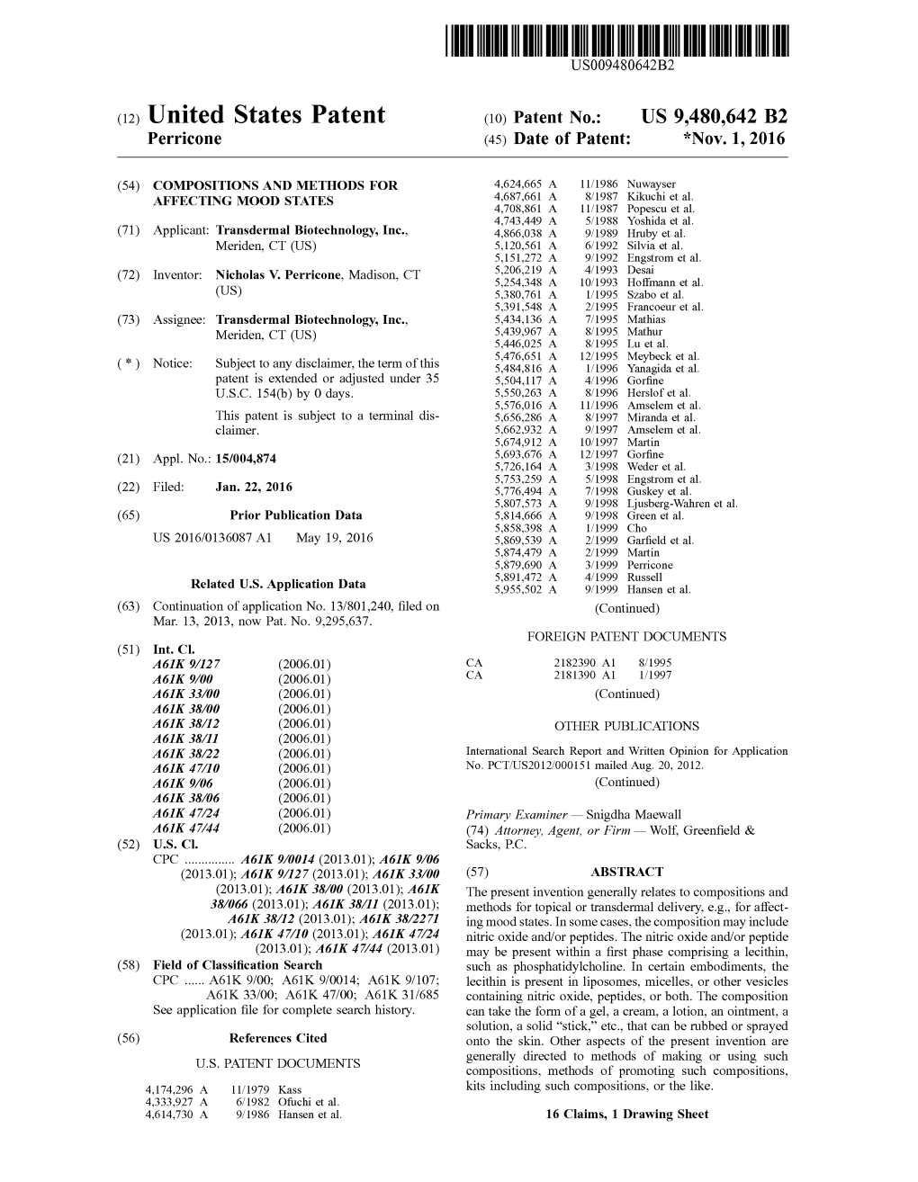 (12) United States Patent (10) Patent No.: US 9,480,642 B2