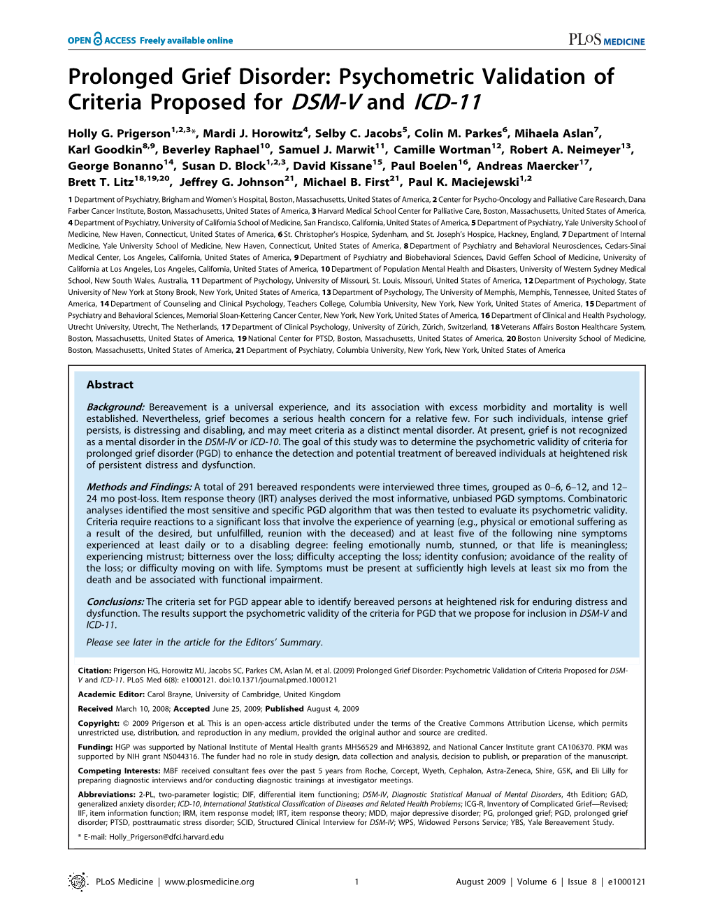 Psychometric Validation of Criteria Proposed for DSM-V and ICD-11