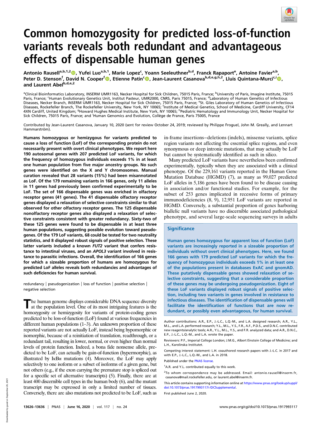Common Homozygosity for Predicted Loss-Of-Function Variants Reveals Both Redundant and Advantageous Effects of Dispensable Human Genes