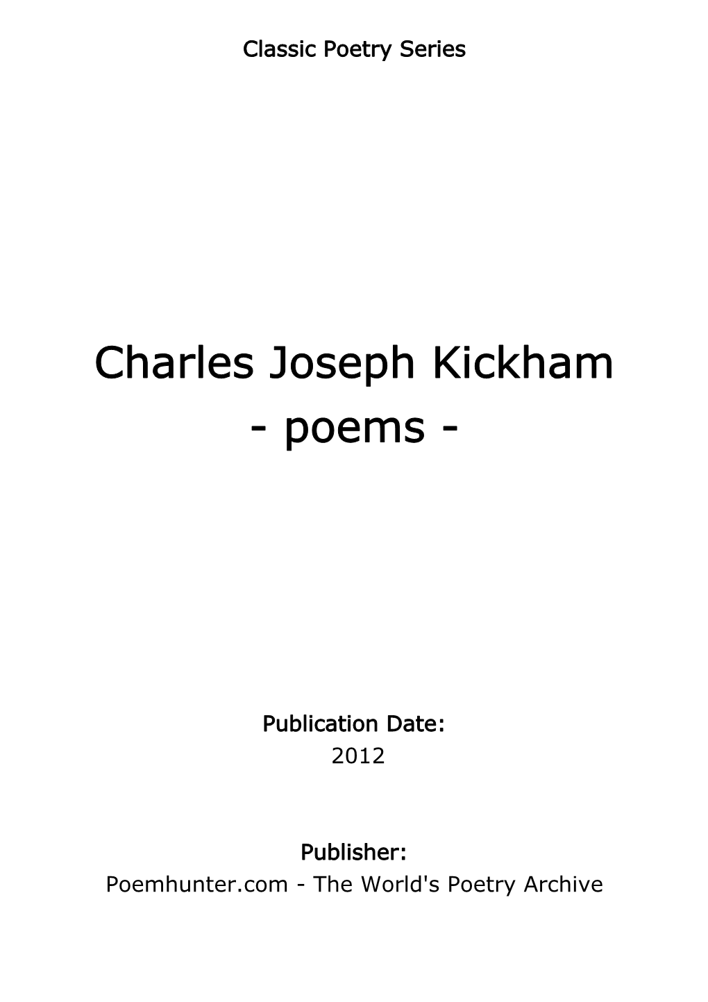 Charles Joseph Kickham - Poems