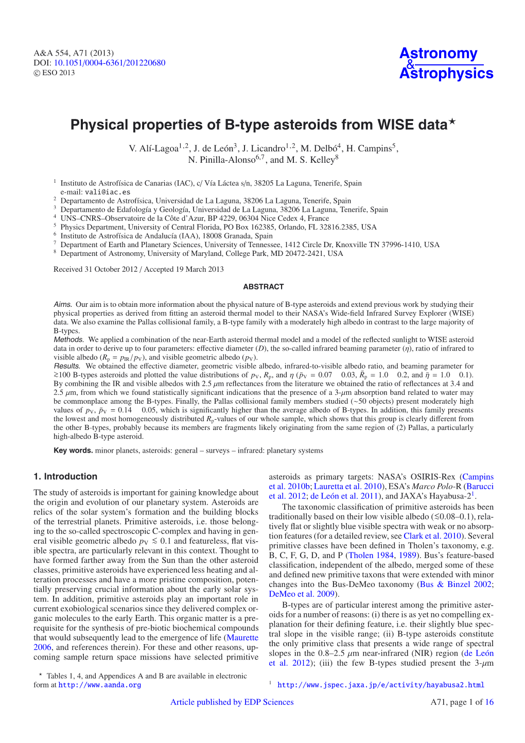 Physical Properties of B-Type Asteroids from WISE Data⋆