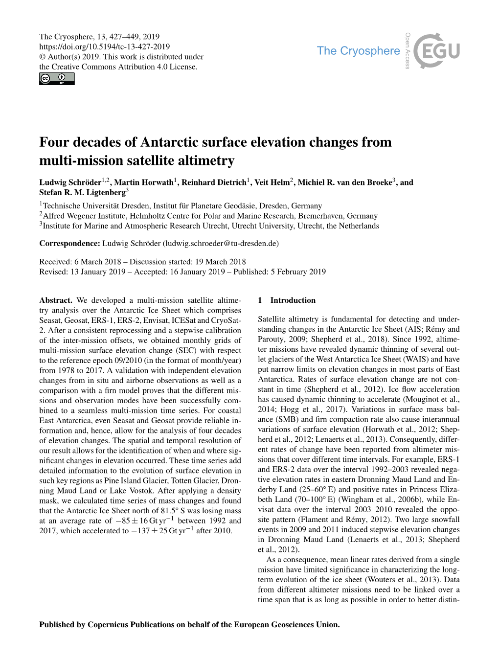 Four Decades of Antarctic Surface Elevation Changes from Multi-Mission Satellite Altimetry