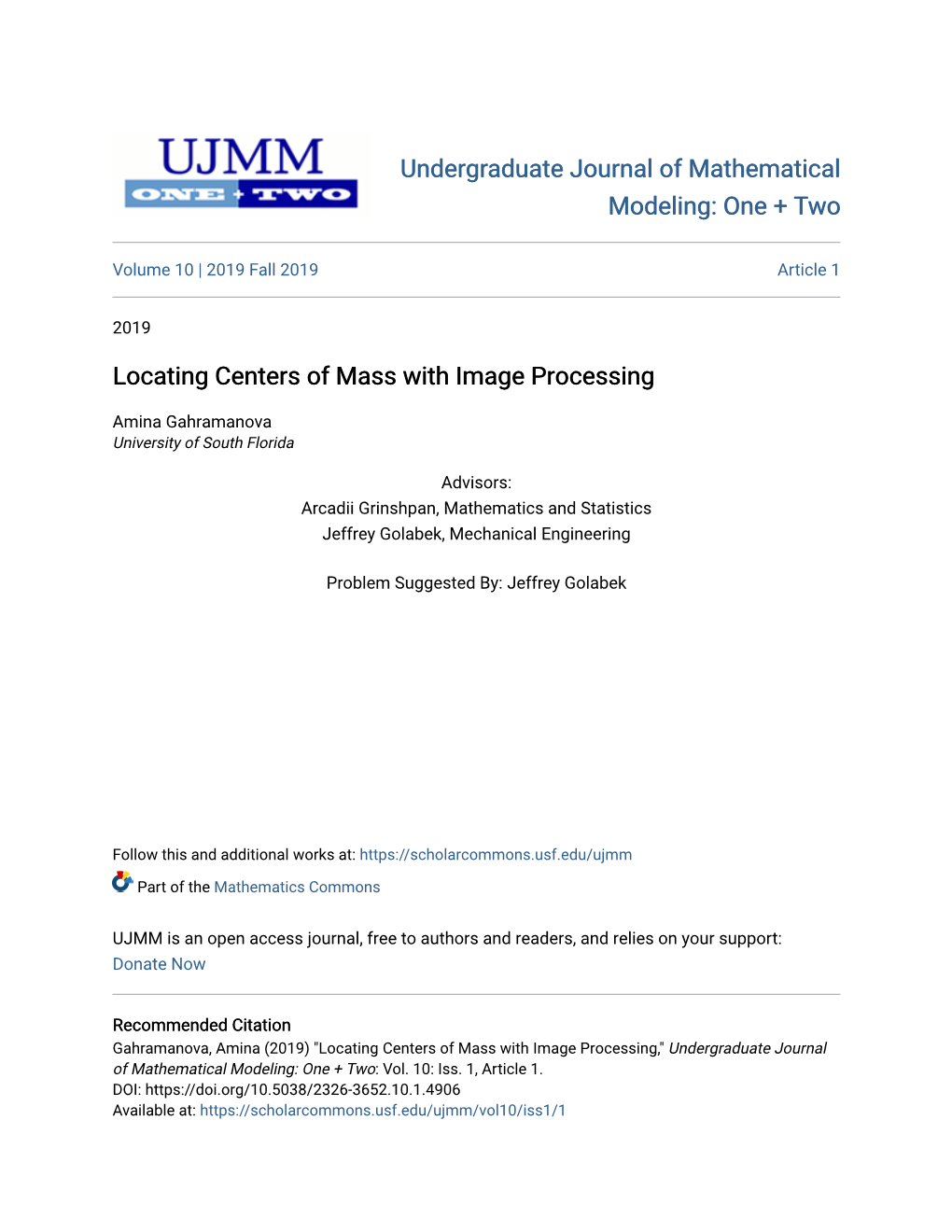 Locating Centers of Mass with Image Processing