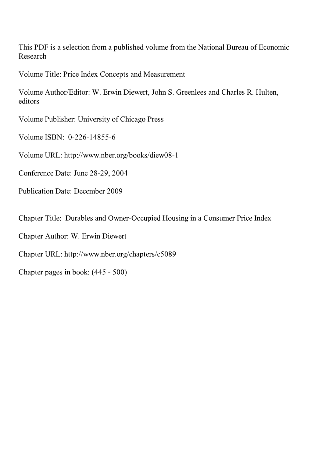 Price Index Concepts and Measurement