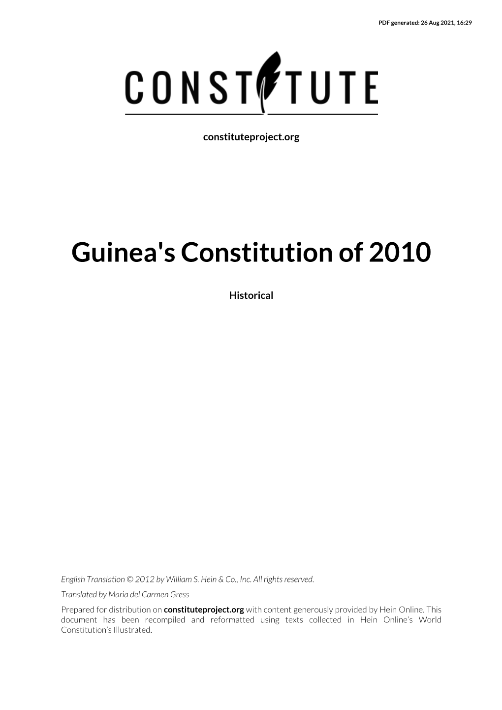 Guinea's Constitution of 2010