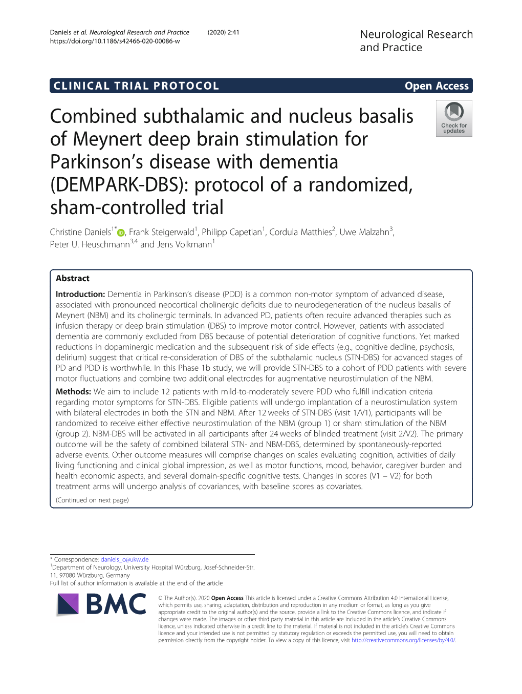 Combined Subthalamic and Nucleus Basalis of Meynert Deep Brain