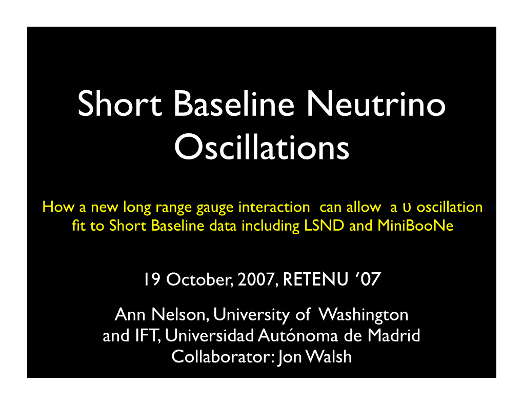 Short Baseline Neutrino Oscillations