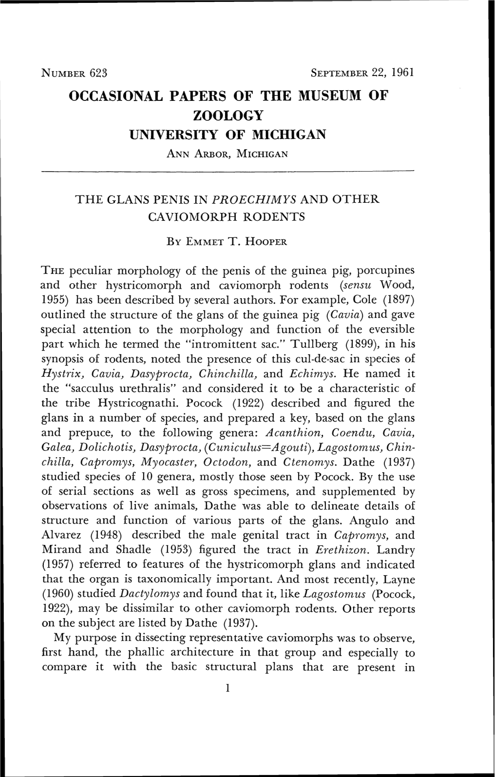 Occasional Papers of the Museum of Zoology University of Michigan Annarbor, Michigan