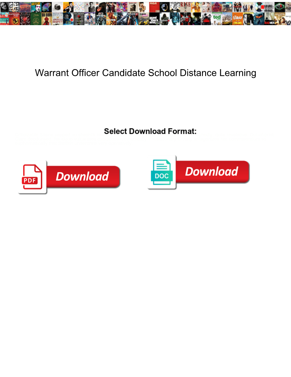 Warrant Officer Candidate School Distance Learning