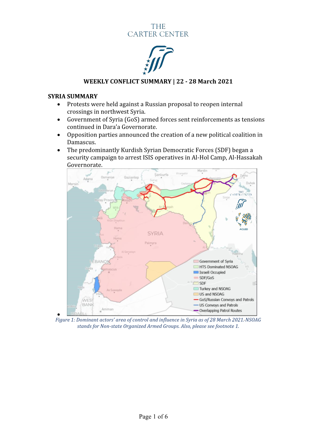 Page 1 of 6 WEEKLY CONFLICT SUMMARY | 22