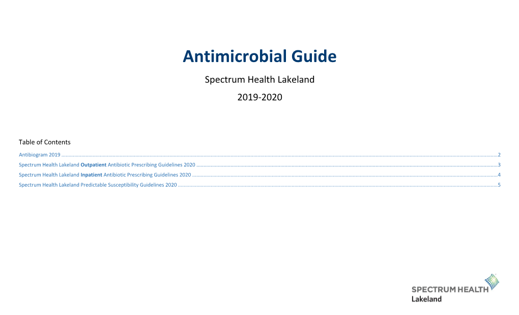 Antimicrobial Guide Spectrum Health Lakeland 2019-2020