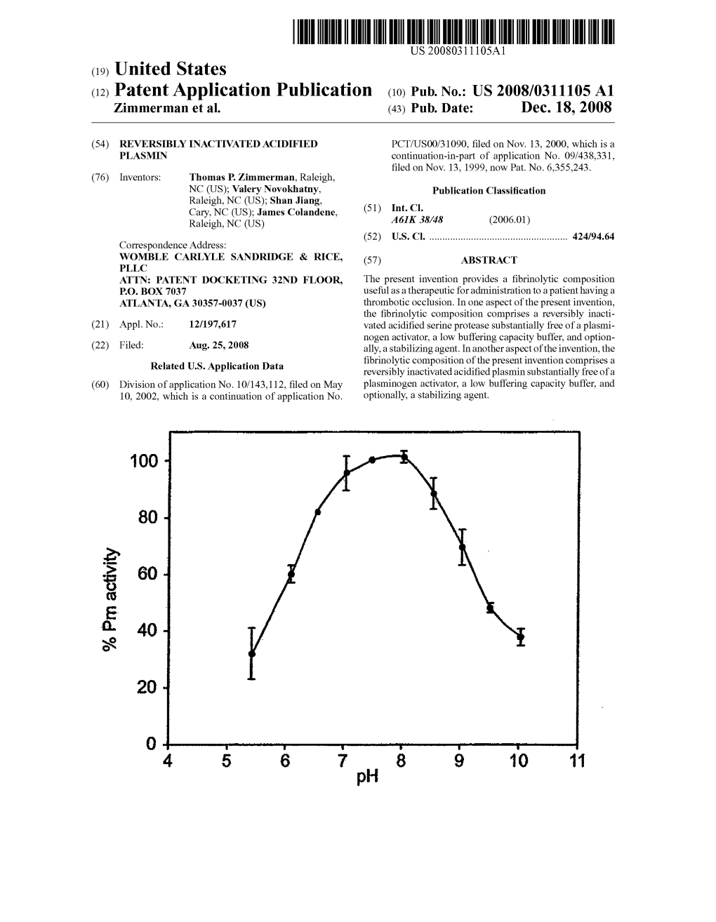 (12) Patent Application Publication (10) Pub. No.: US 2008/0311105 A1 Zimmerman Et Al