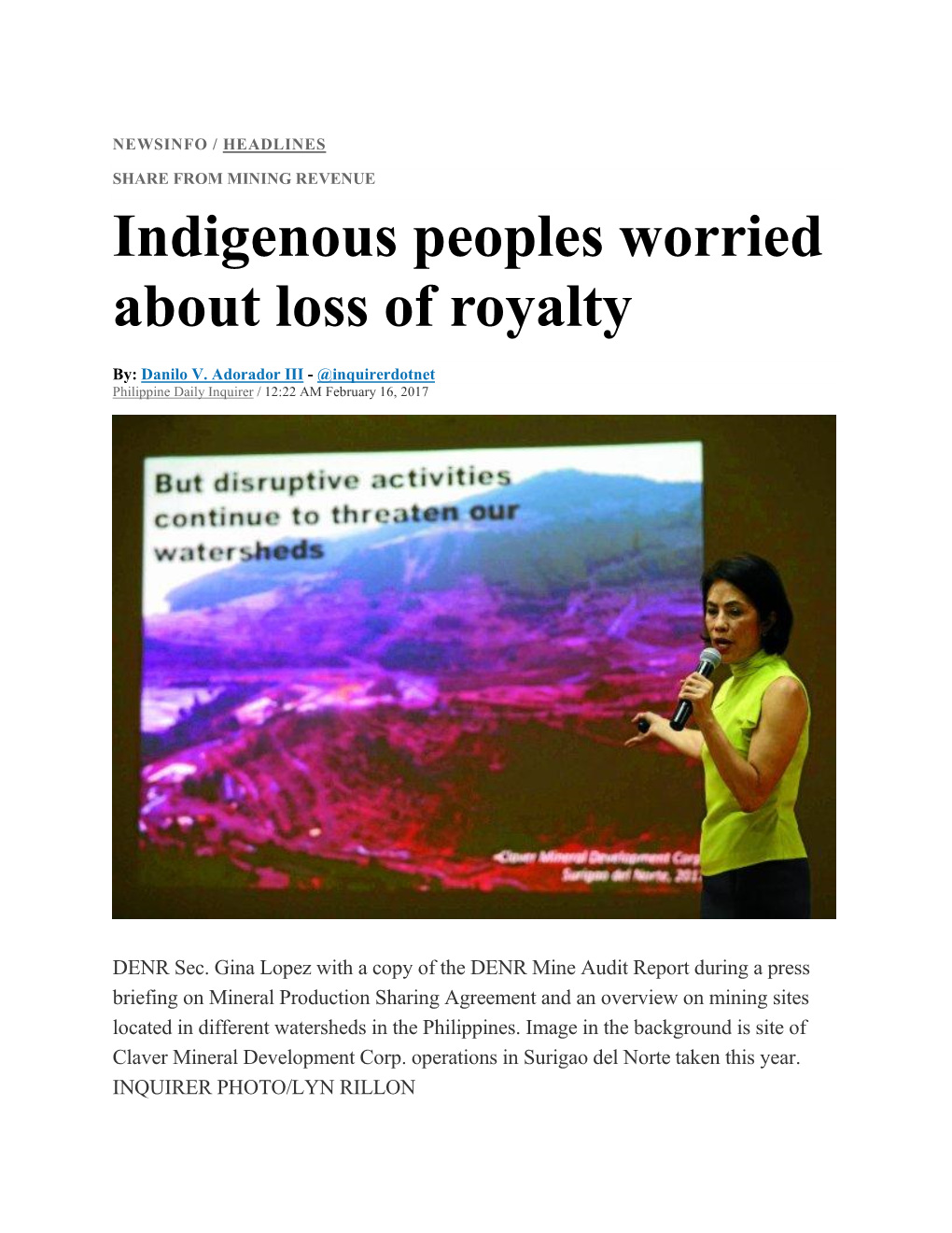 Indigenous Peoples Worried About Loss of Royalty