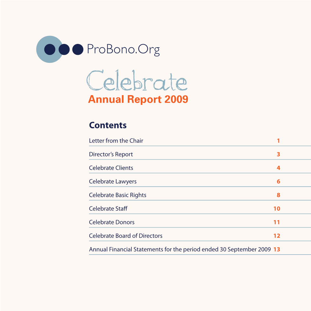 Celebrate Annual Report 2009