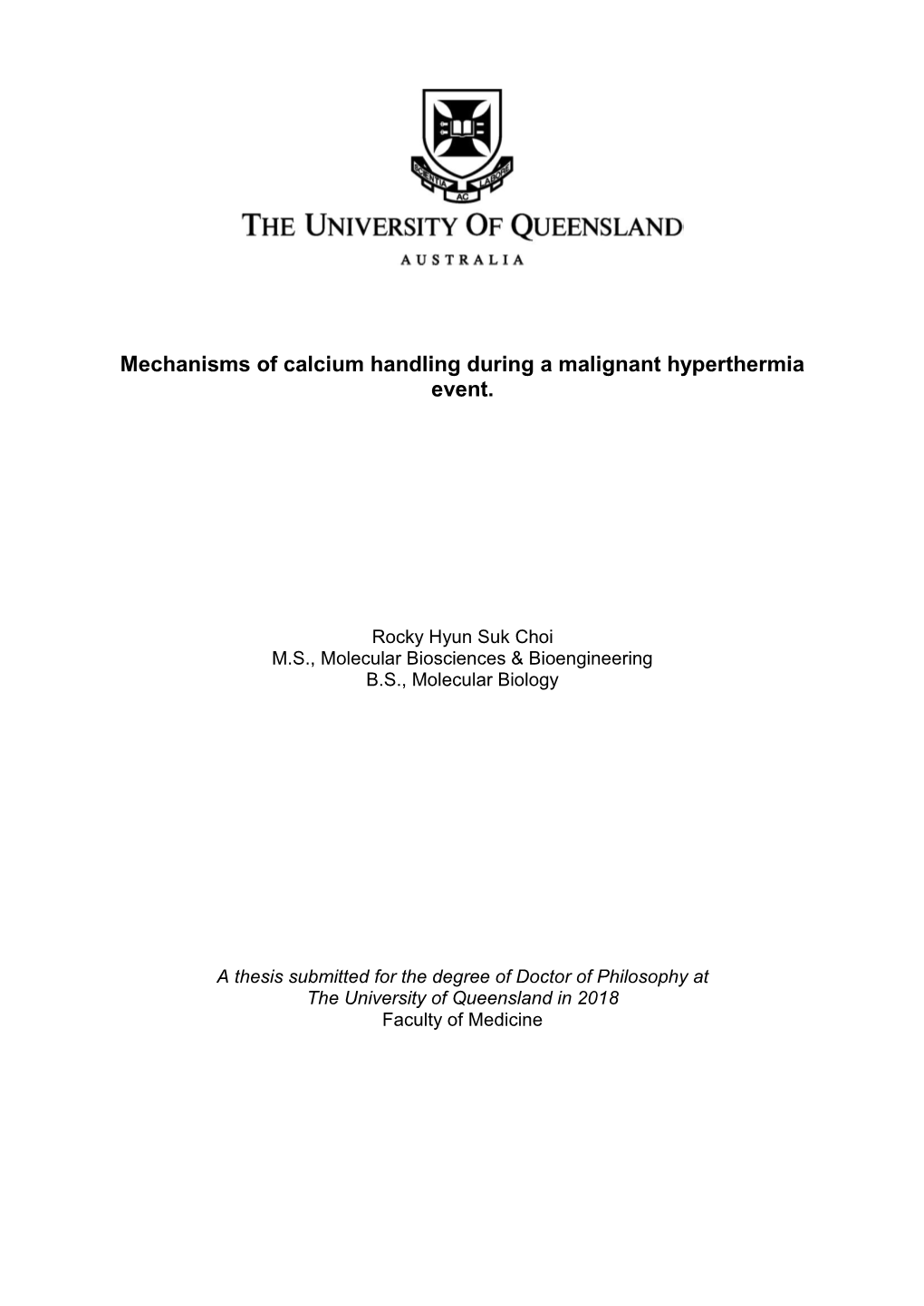 Mechanisms of Calcium Handling During a Malignant Hyperthermia Event