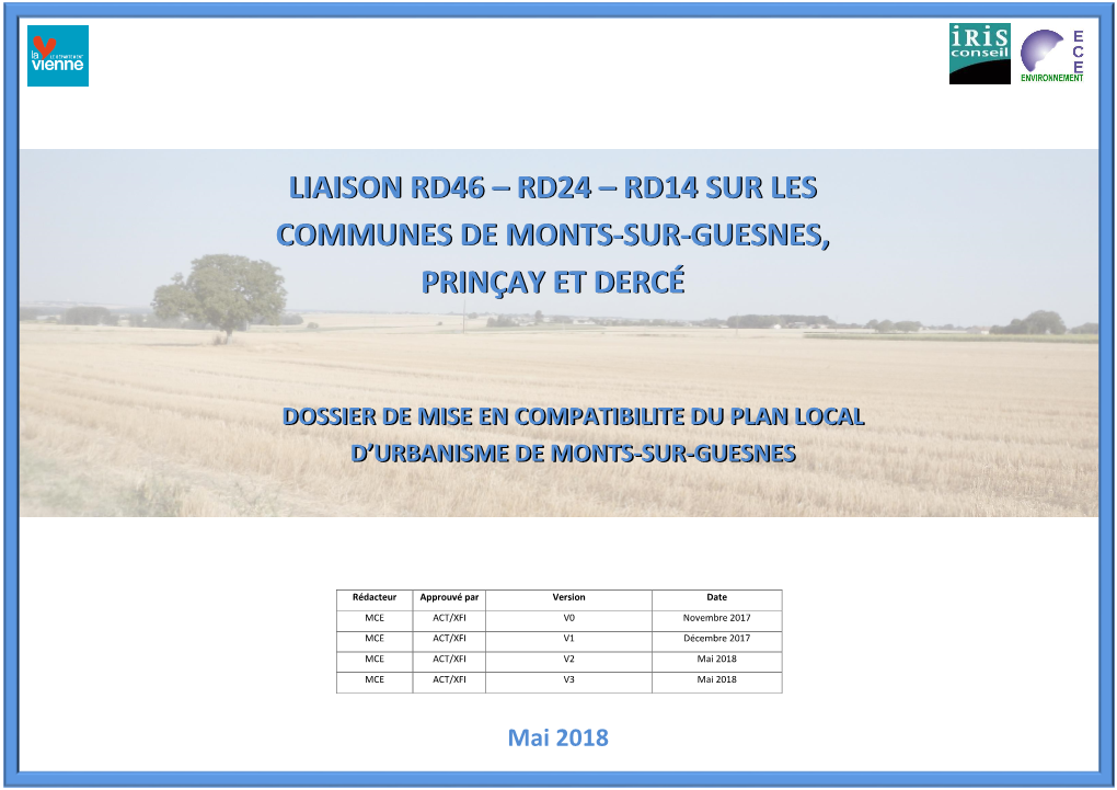 RD14 Sur Les Communes De Monts-Sur-Guesnes, Prinçay Et Derçé