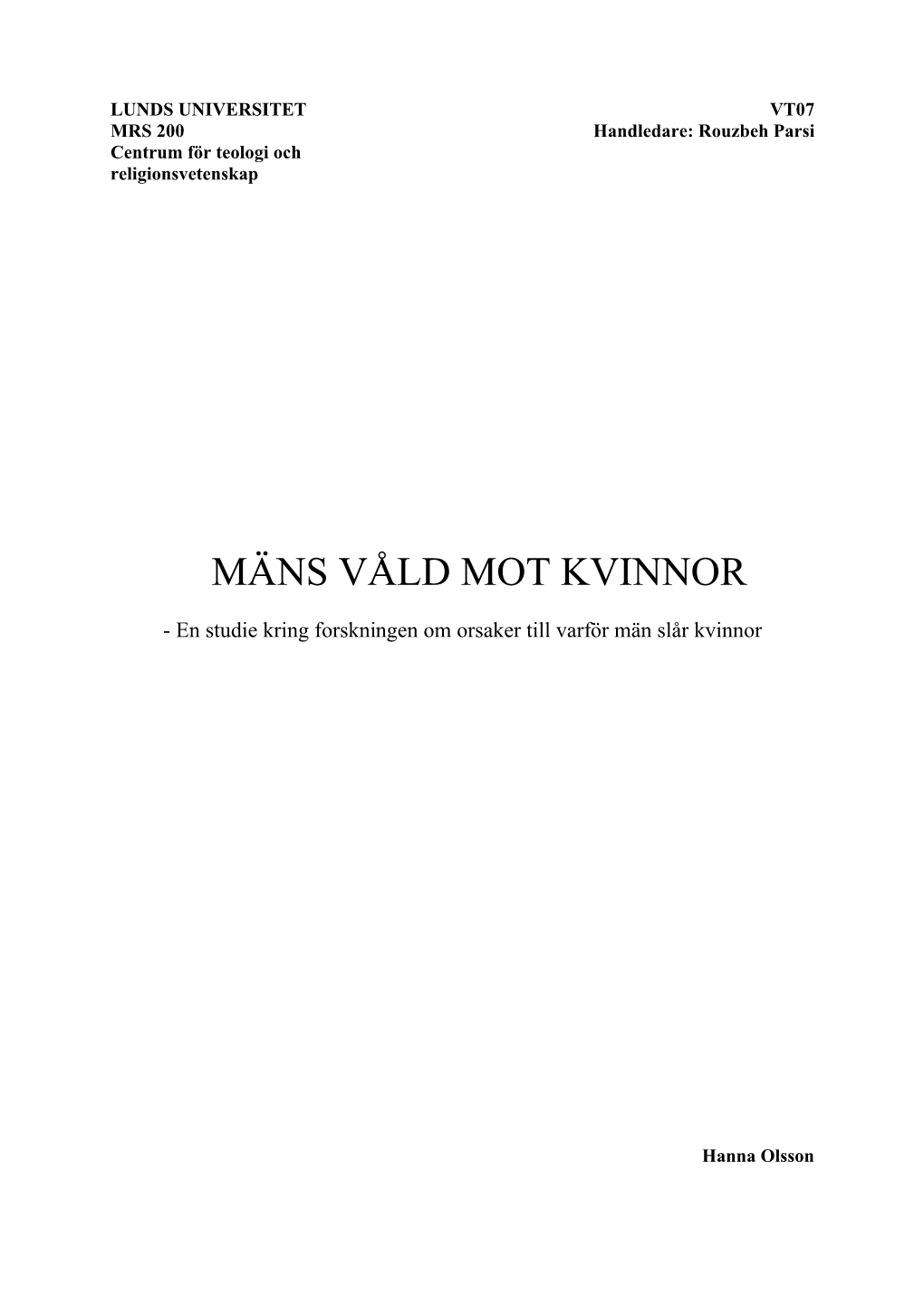 Mäns Våld Mot Kvinnor