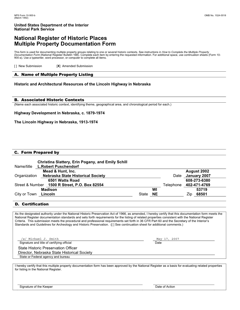 National Register of Historic Places Multiple Property Documentation Form