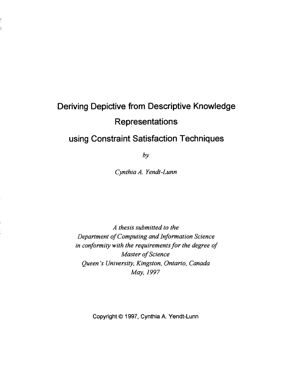 Deriving Depictive from Descriptive Knowledge Representations Using Constraint Satisfaction Techniques