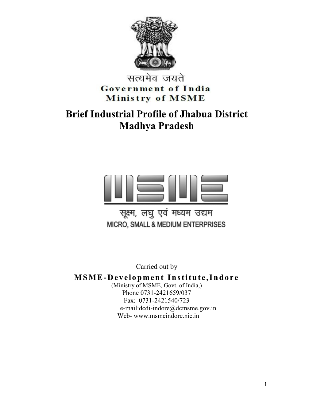 Brief Industrial Profile of Jhabua District Madhya Pradesh