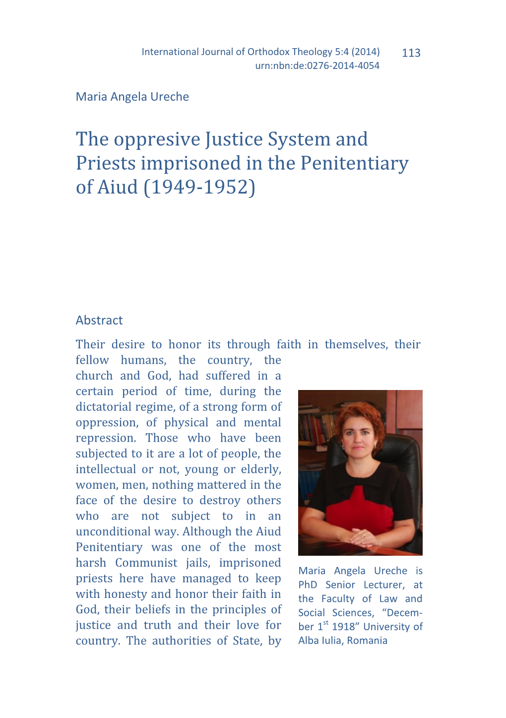 The Oppresive Justice System and Priests Imprisoned in the Penitentiary of Aiud (1949-1952)