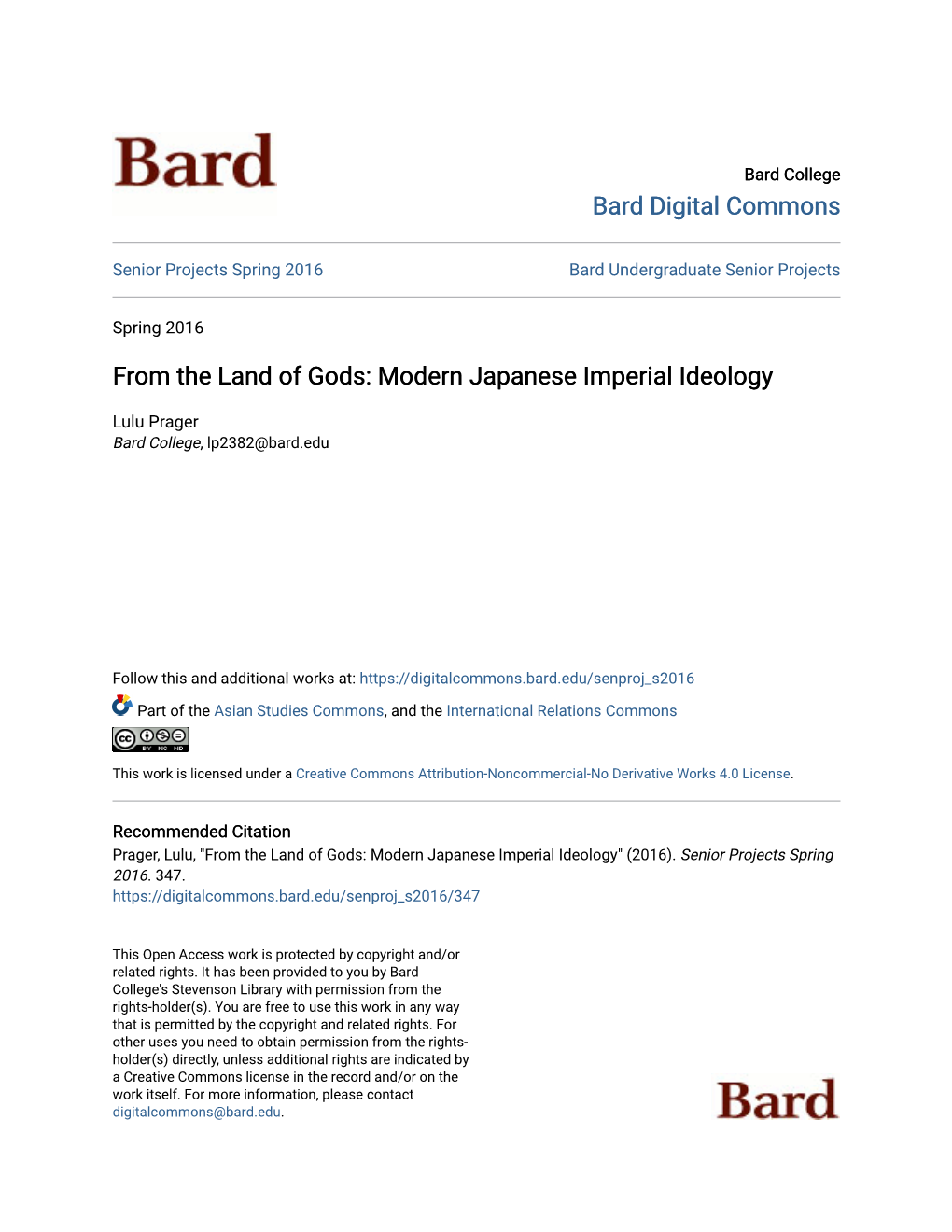 From the Land of Gods: Modern Japanese Imperial Ideology