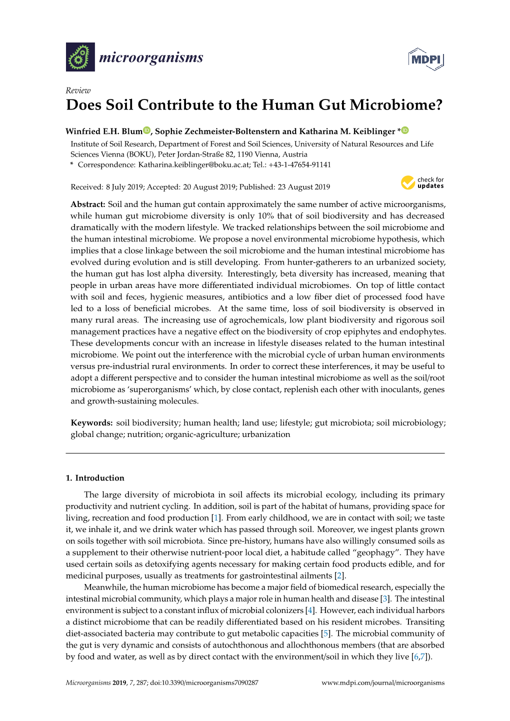 Does Soil Contribute to the Human Gut Microbiome?