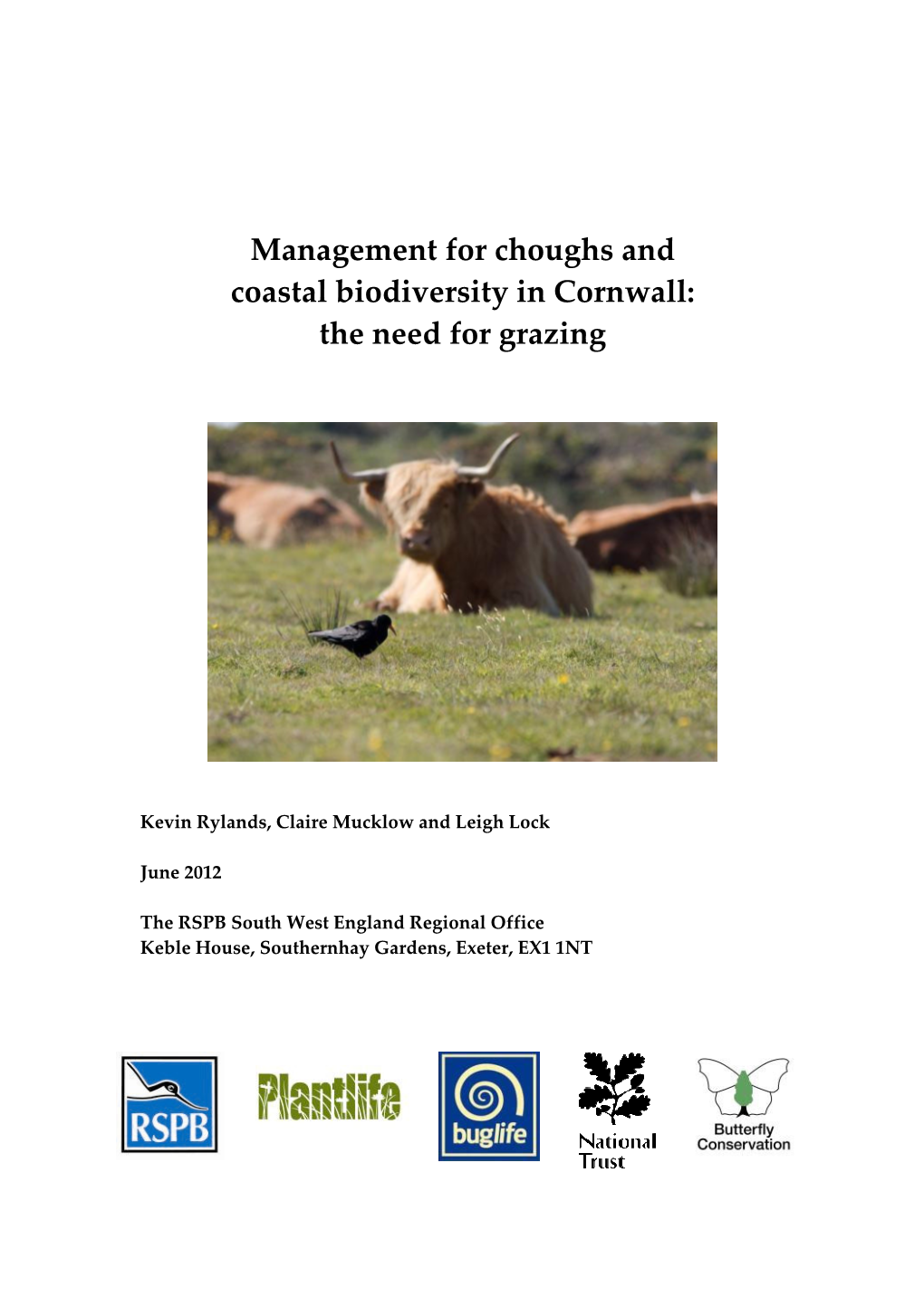 Management for Choughs and Coastal Biodiversity in Cornwall: the Need for Grazing