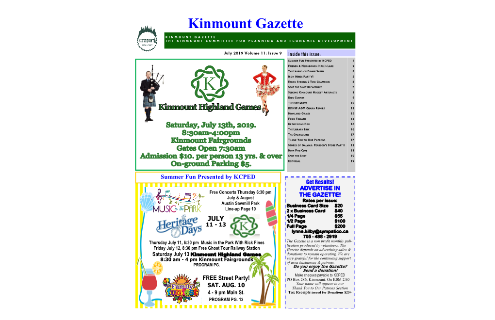 July 2019 Volume 11: Issue 9 Inside This Issue: SUMMER FUN PRESENTED by KCPED 1