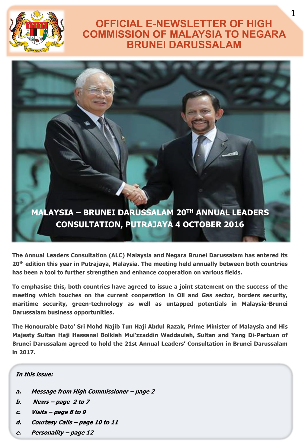 Official E-Newsletter of High Commission of Malaysia to Negara Brunei Darussalam