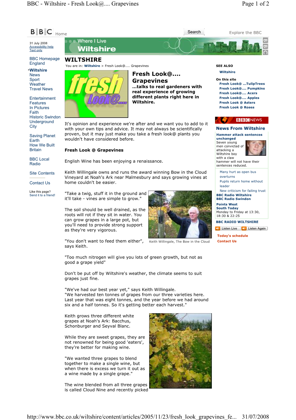Keith Willingale Article on Vineyard