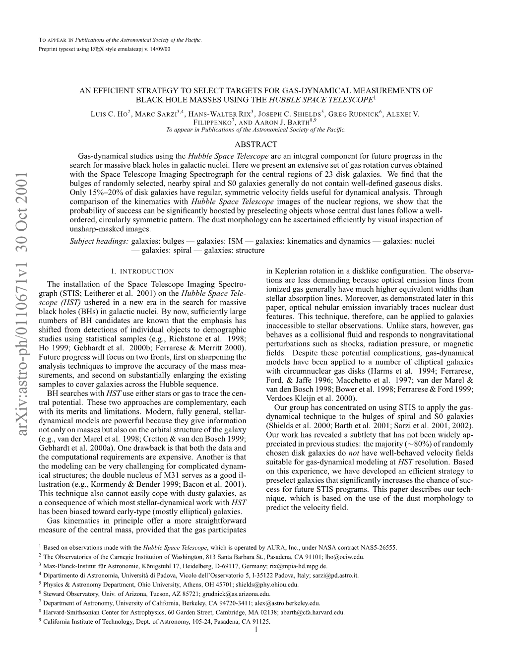 An Efficient Strategy to Select Targets for Gas-Dynamical Measurements of Black Hole Masses Using the Hubble Space Telescope