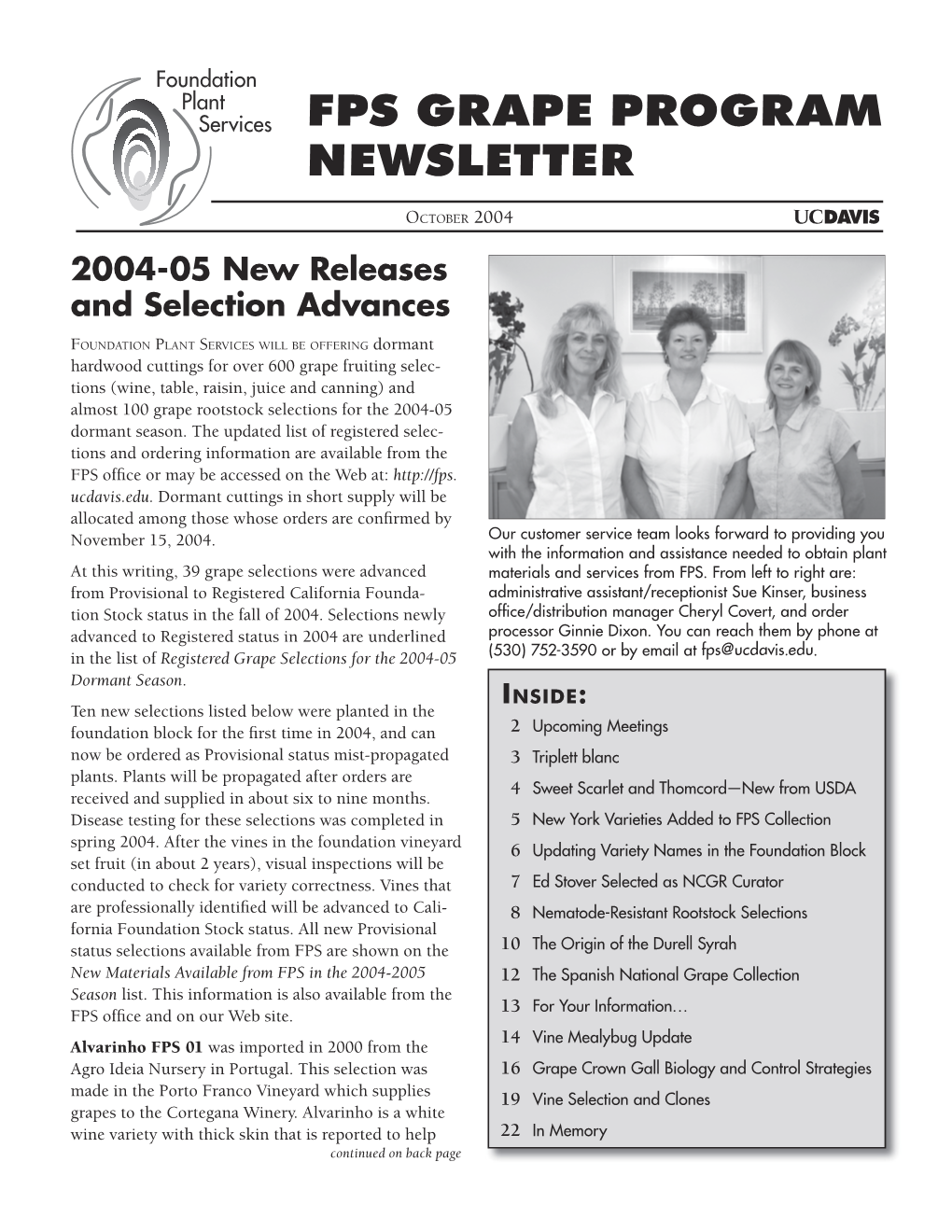 Fps Grape Program Newsletter