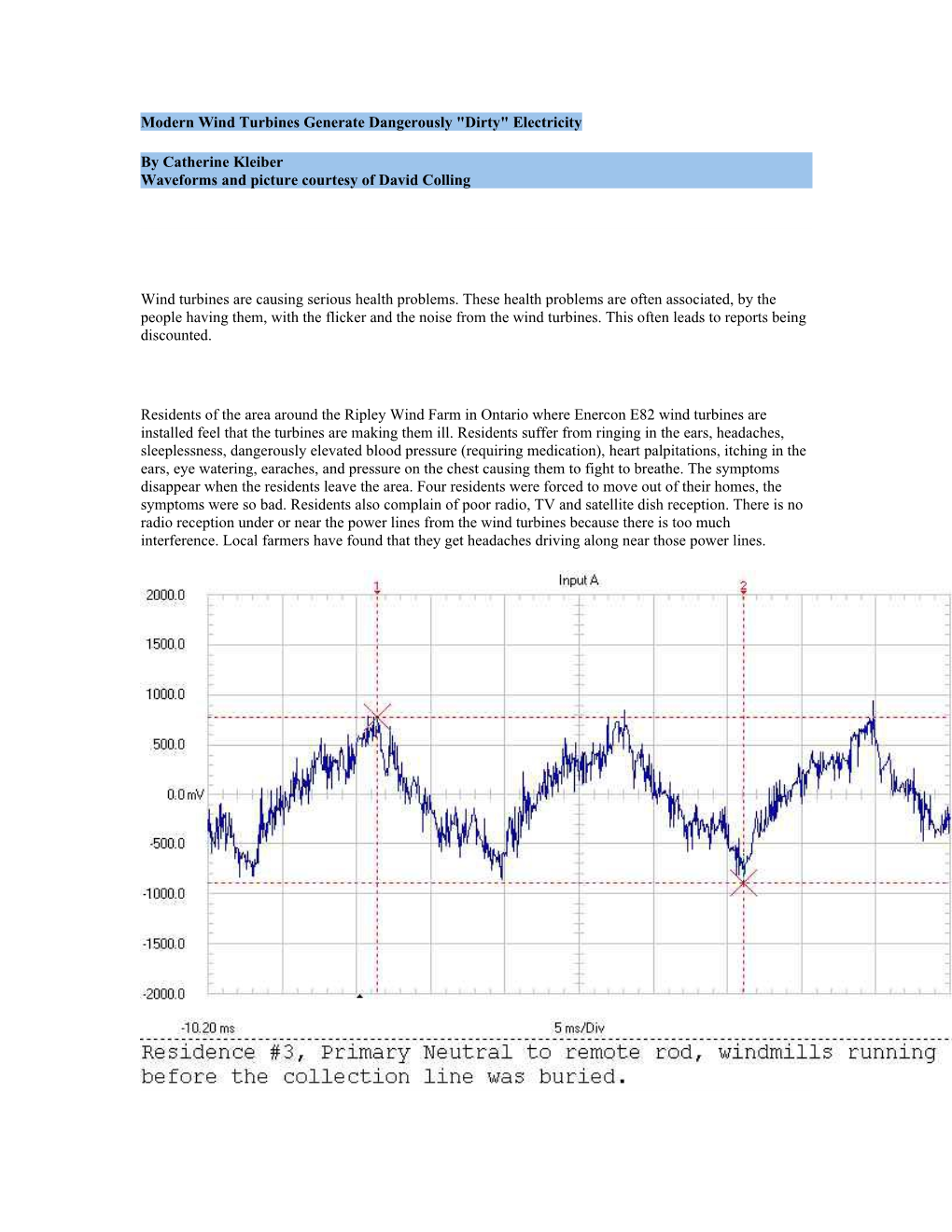 Modern Wind Turbines Generate Dangerously Dirty Electricity