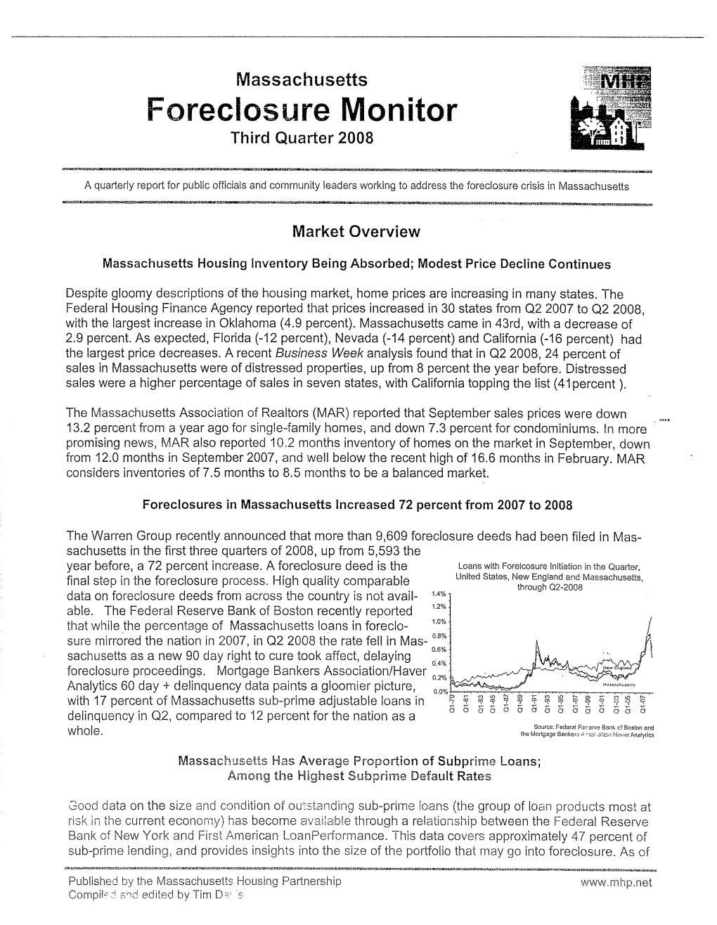 Foreclosure Monitor Third Quarter 2008