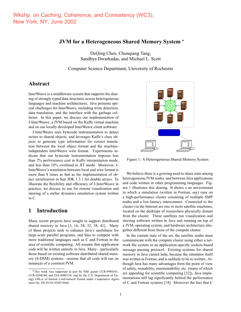 JVM for a Heterogeneous Shared Memory System