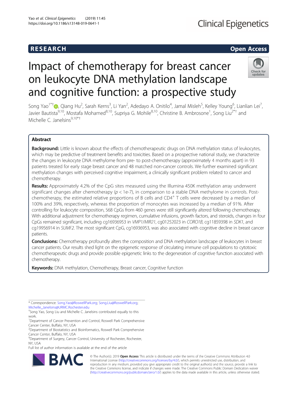 Impact of Chemotherapy for Breast Cancer on Leukocyte DNA